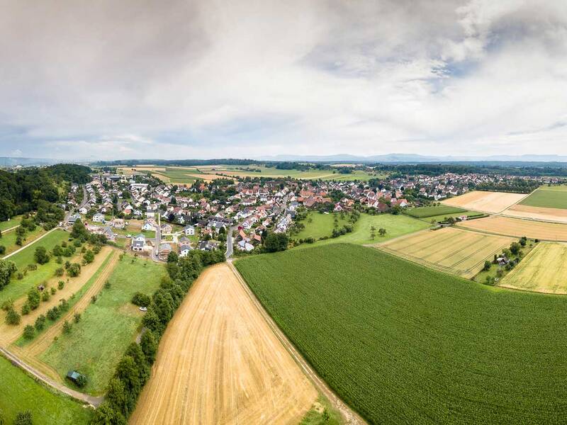 Blick von oben auf Roßwälden