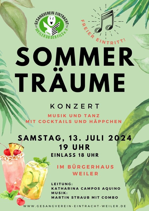 Plakat der Veranstaltung Sommerträume des Gesangvereins Weiler